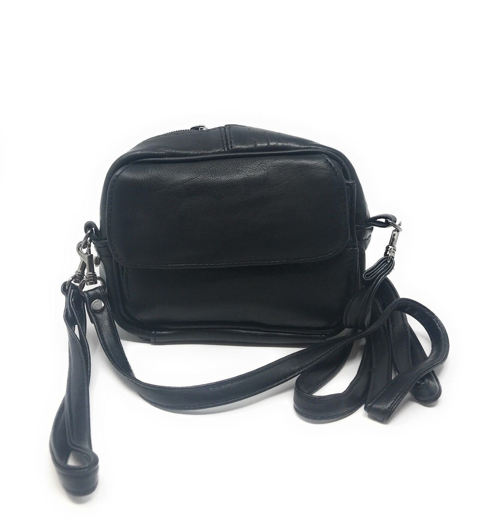 Men's Genuine Leather Small Crossbody Shoulder Messenger Bag - Black |  ZAVELIO